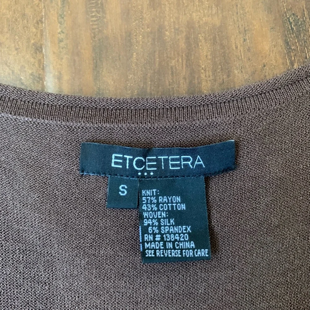 ETCETERA S/S Animal Print Scoop Neck Pullover Knit Tee Blouse Top - Picture 5 of 7